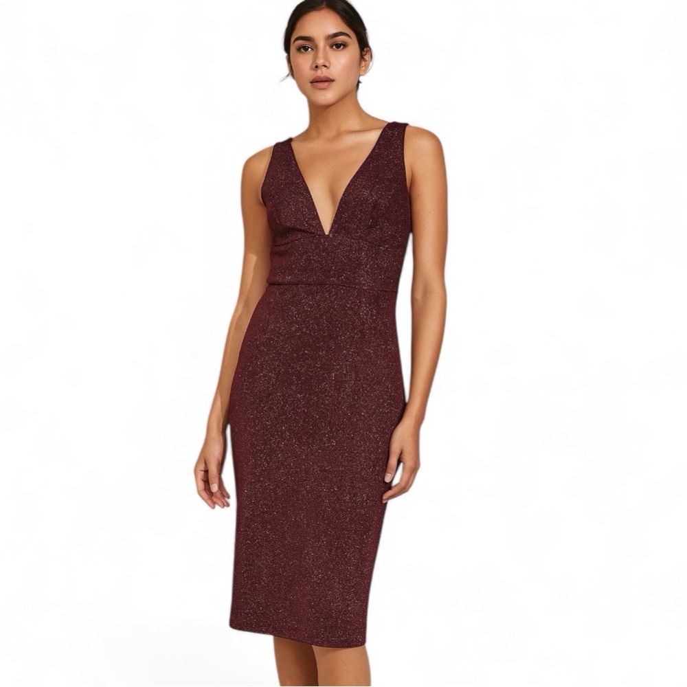 Opening Ceremony Barneys Sleeveless Wine Metallic Sparkle Bodycon Formal Dress 4